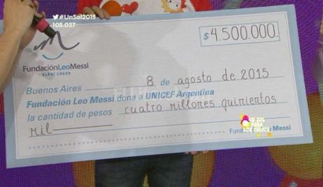 Messi donó 4.5 millones de pesos a Unicef
