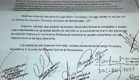 RECONQUISTA: Profesionales de guardia del hospital aseguran que no dan abasto.