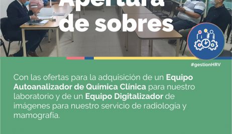 Apertura de sobre para equipo de autoanalizador y digitalizador de imágenes del Hospital de Vera