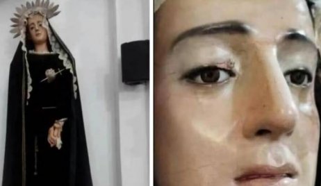 La Virgen de los Dolores lloró frente a los fieles