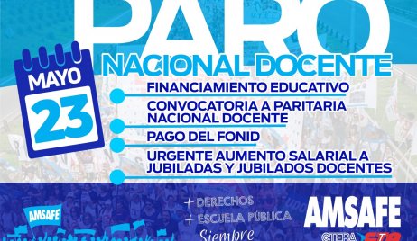 Sadop y Amsafe se adhieren al paro nacional de CTERA para el jueves