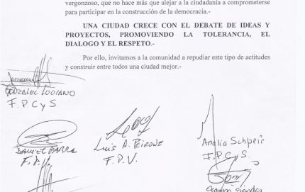 CANDIDATOS A CONCEJALES EXPRESAN SU MALESTAR A TRAVES DE UNA CARTA  ABIERTA