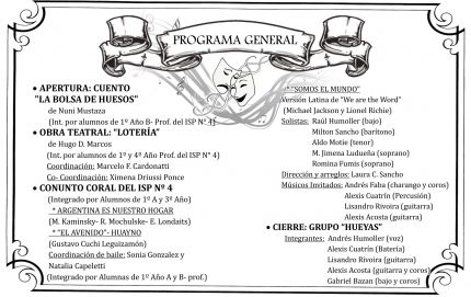 Séptima jornada cultural organiza el Anexo Calchaquí del ISP N° 4