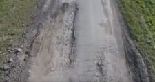 Mirá desde un dron el peligroso estado de la Ruta Provincial 83s