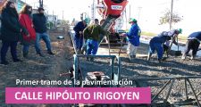 Continúa la pavimentación de Hipólito Irigoyen