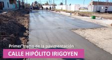 Continúa la pavimentación de Hipólito Irigoyen