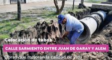 Construcción de veredas y colocación de tubos de hormigón