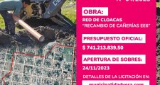 LA MUNICIPALIDAD DE VERA LLAMA A LICITACIÓN POR UNA OBRA DE CLOACAS DE MÁS DE $ 700 MILLONES CON FINANCIAMIENTO DEL ENOHSA