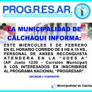 Orientarán sobre el Programa “Progresar” en Calchaquí