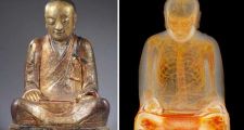 Escáner a una estatua de 1000 años reveló a un monje momificado adentro del Buda